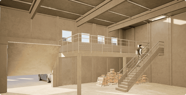 Aménagement intérieur des cellules d'activités du Parc de la Renardière conçu par BMG Foncière.