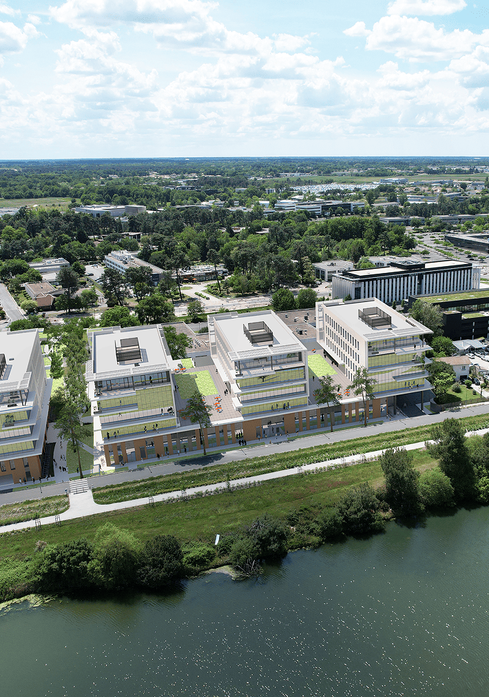 Perspective aérienne du projet le SPI, à Mérignac - Développé par BMG Foncière