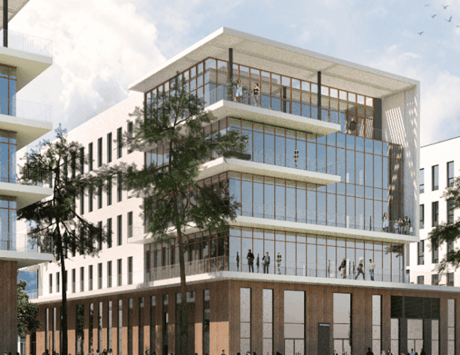 Perspective architecturale du projet SPI à Mérignac développé par BMG Foncière.