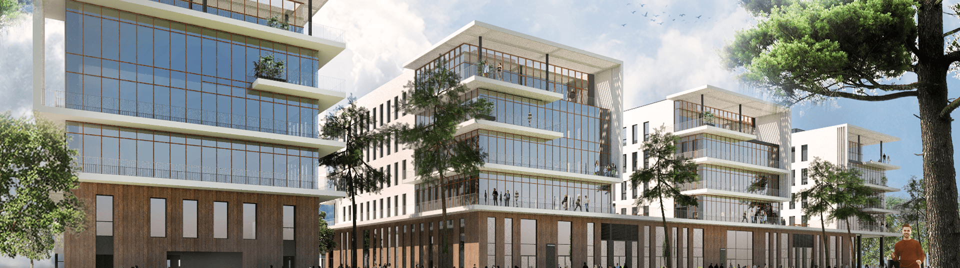 Perspective architecturale du projet SPI à Mérignac développé par BMG Foncière.