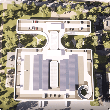 Vue aérienne de l'ensemble immobilier Imaginarium à Wasquehal.