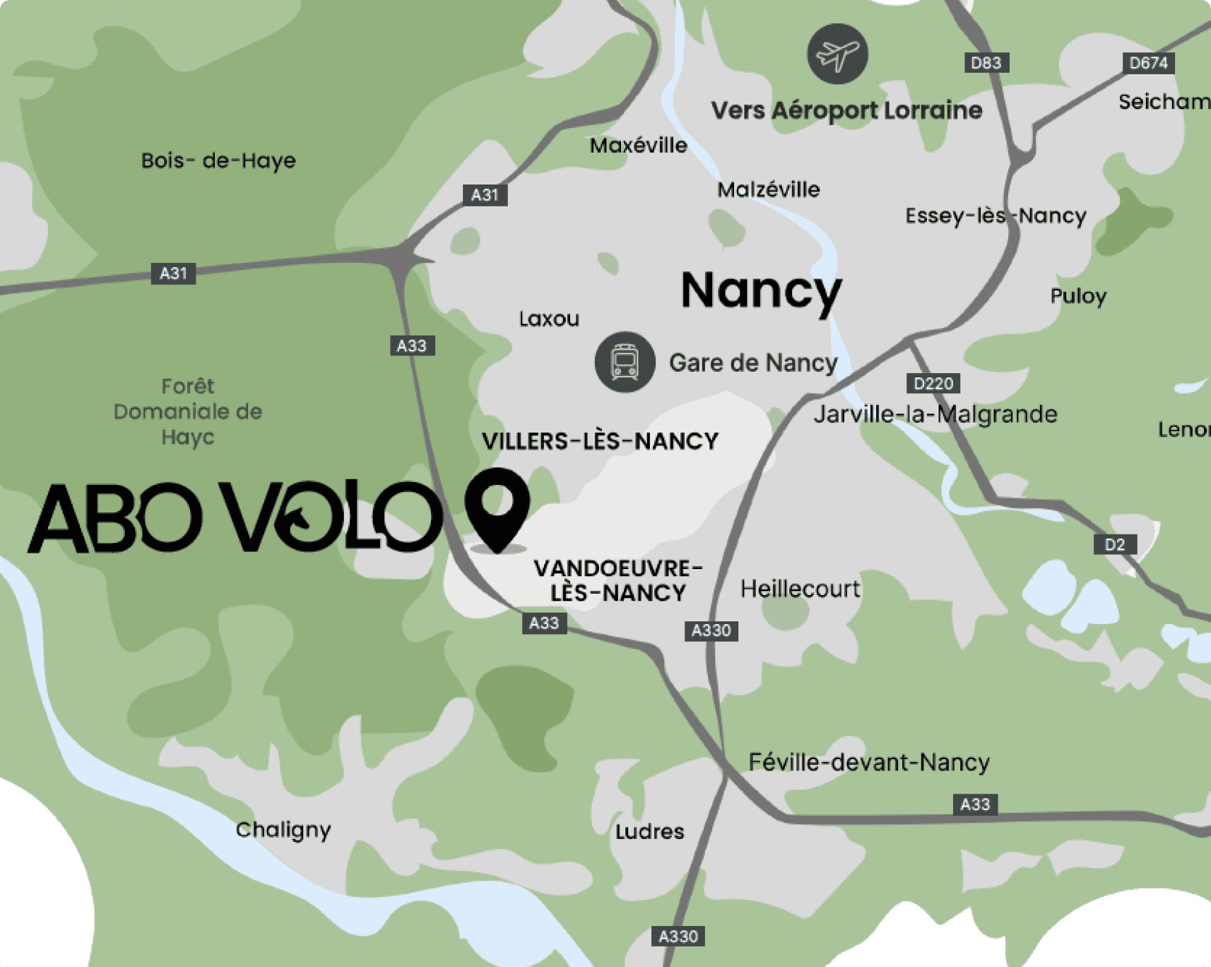 Carte maps environnement projet Abo Volo à Nancy, Laxou