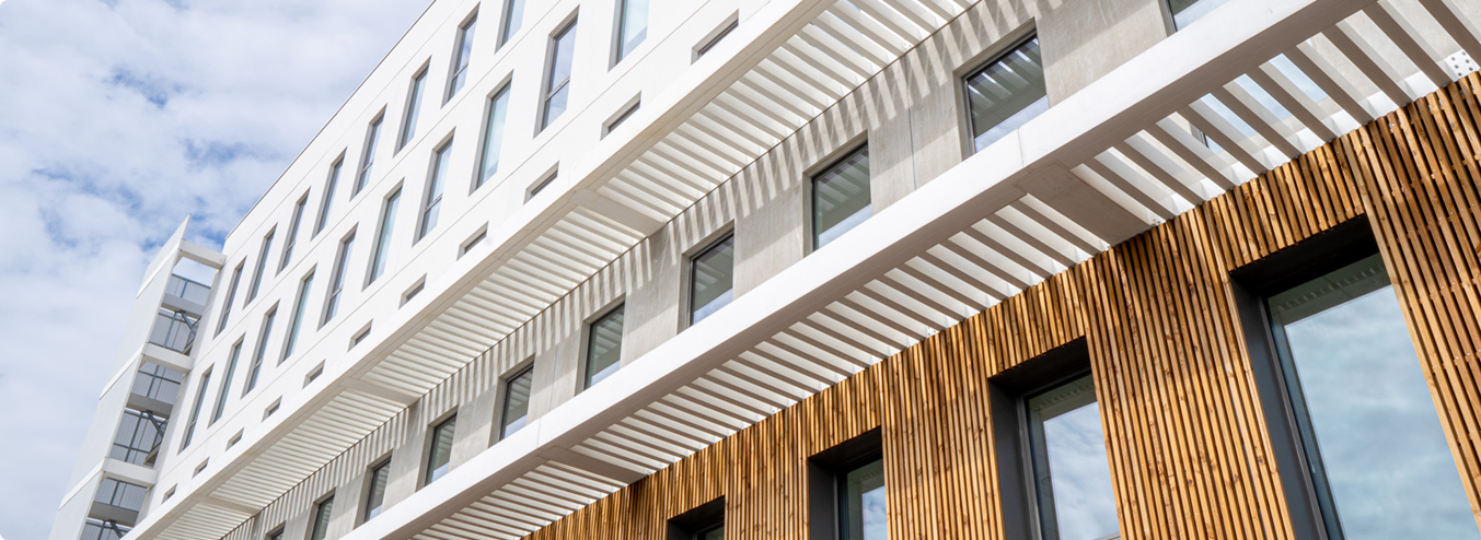 Détails façade du batiment A du SPI à Mérignac - Groupe FSDV